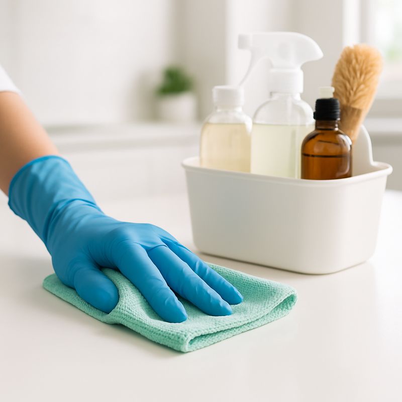 Professional cleaning of a commercial countertop